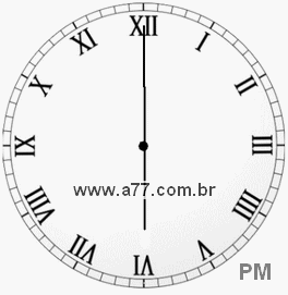 Relógio com Número Romano Marcando 18h0min