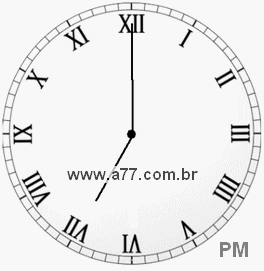 Relógio com Número Romano Marcando 19h0min