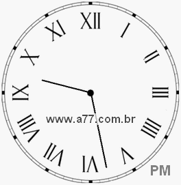 Relógio com Número Romano Marcando 21h28min