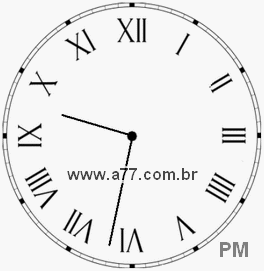 Relógio com Número Romano Marcando 21h32min