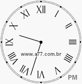 Relógio com Número Romano Marcando 21h33min