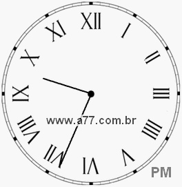 Relógio com Número Romano Marcando 21h34min