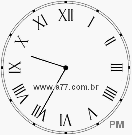 Relógio com Número Romano Marcando 21h35min