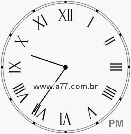 Relógio com Número Romano Marcando 21h36min