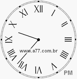 Relógio com Número Romano Marcando 21h37min