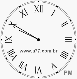 Relógio com Número Romano Marcando 21h50min