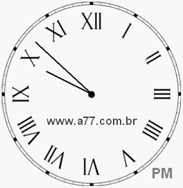 Relógio com Número Romano Marcando 21h52min