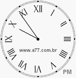 Relógio com Número Romano Marcando 21h54min