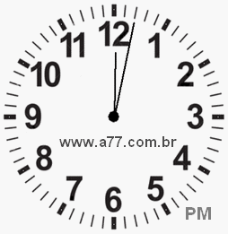Relógio com Número Arábico Marcando 12h2min