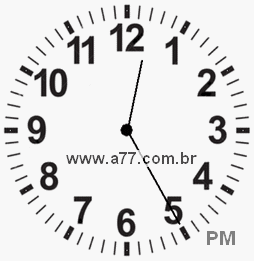Relógio com Número Arábico Marcando 12h25min