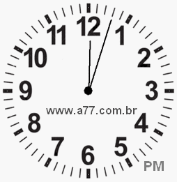 Relógio com Número Arábico Marcando 12h3min