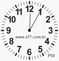 Relógio com Número Arábico Marcando 12h5min