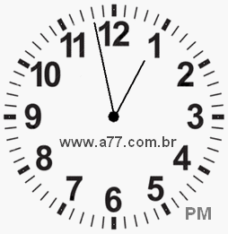Relógio com Número Arábico Marcando 12h58min