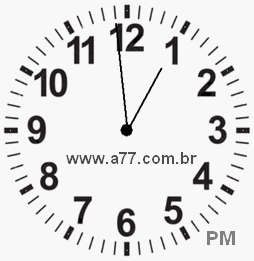 Relógio com Número Arábico Marcando 12h59min