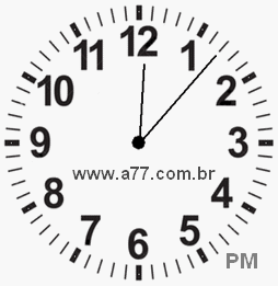 Relógio com Número Arábico Marcando 12h7min