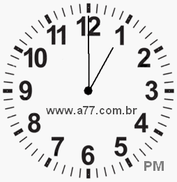 Relógio com Número Arábico Marcando 13h0min