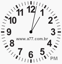 Relógio com Número Arábico Marcando 13h2min