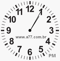 Relógio com Número Arábico Marcando 13h5min