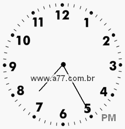 Relógio com Número Arábico Marcando 19h25min