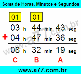Soma de Horas, Minutos e Segundos