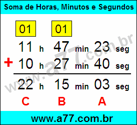 Soma de Horas, Minutos e Segundos