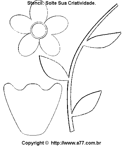 Stencil de Flor Dentro de Vaso