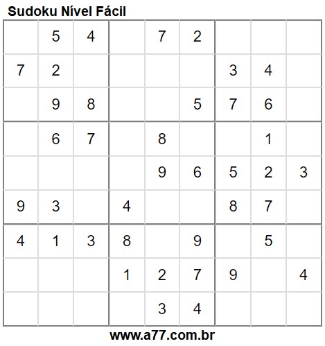 Sudoku Fácil Para Impressão