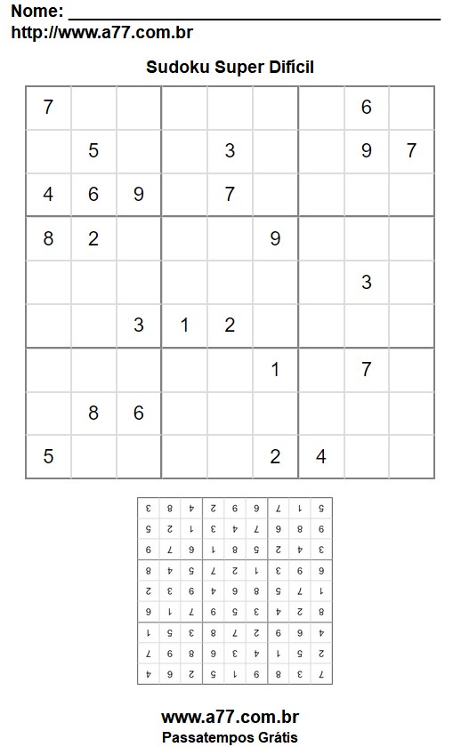 Sudoku Para Imprimir 9x9 Super Difícil Grátis