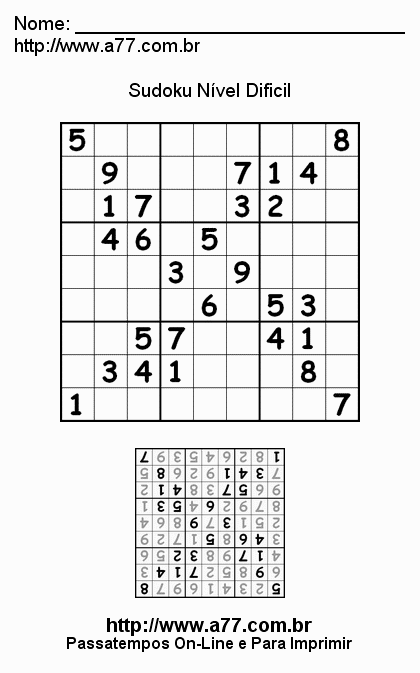 Sudoku Difícil Para Imprimir
