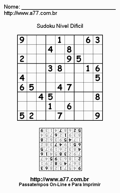 Sudoku para imprimir  Sudoku para imprimir, Sudoku, Atividades para idosos