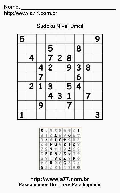Sudoku Difícil Para Imprimir