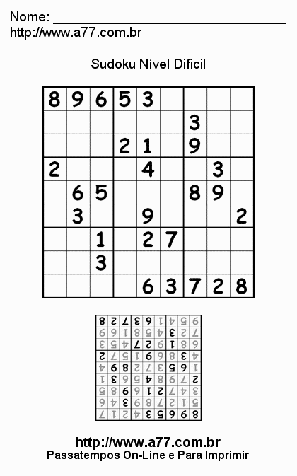Sudoku Difícil Para Imprimir
