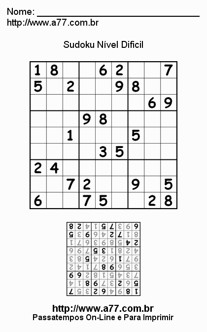 Sudoku Difícil Para Imprimir