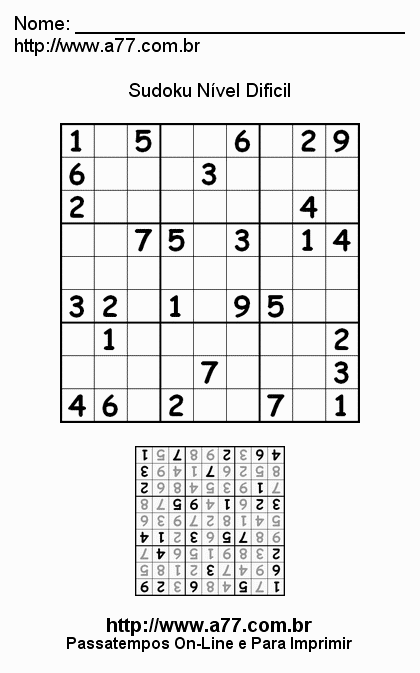Sudoku Difícil Para Imprimir