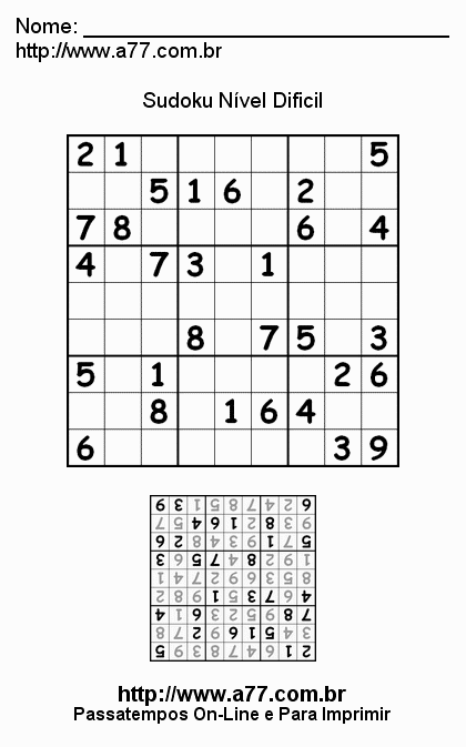 Sudoku Difícil Para Imprimir