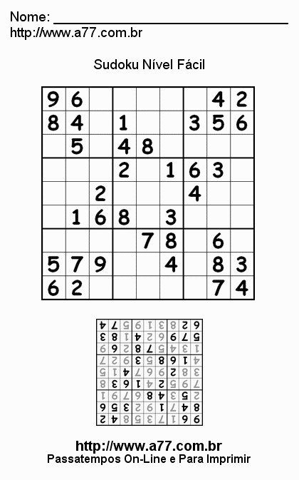 Sudoku Fácil Para Imprimir
