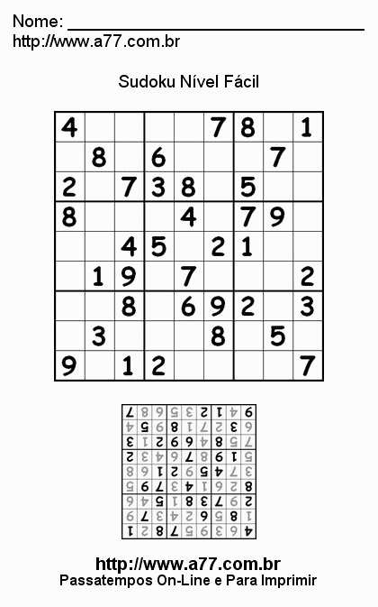 Sudoku Fácil Para Imprimir