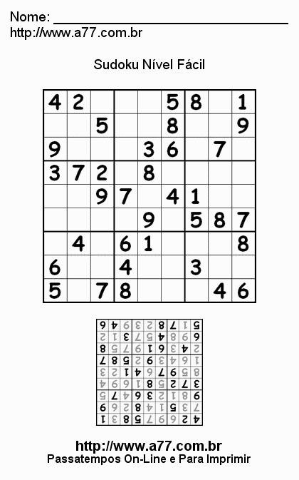 Sudoku Fácil Para Imprimir