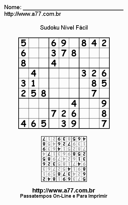 Sudoku Fácil Para Imprimir