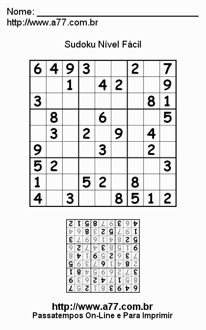 Sudoku Fácil Para Imprimir