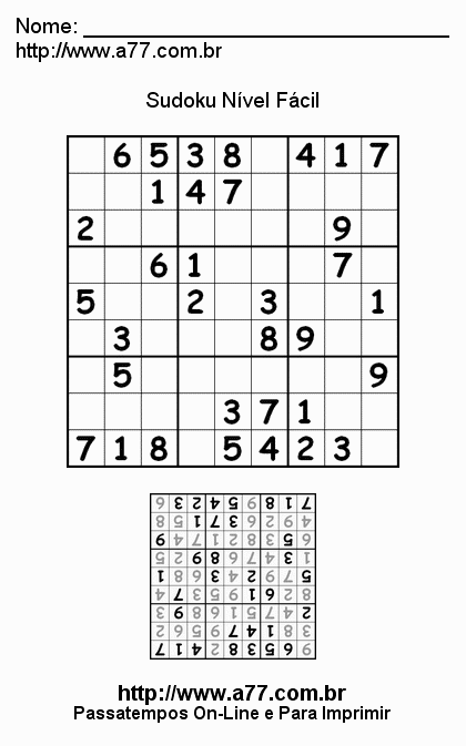 Sudoku Fácil Para Imprimir