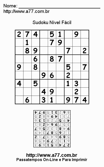 Sudoku Fácil Para Imprimir