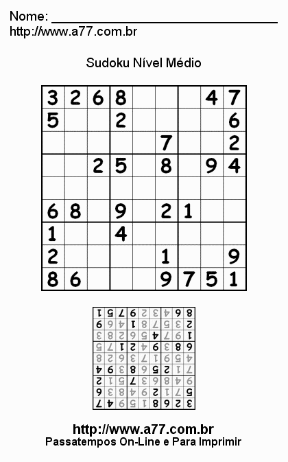 Sudoku Médio Para Imprimir.