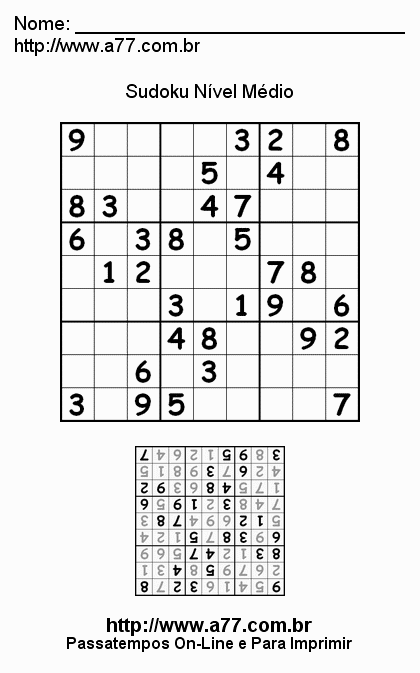 Sudoku Médio Para Imprimir
