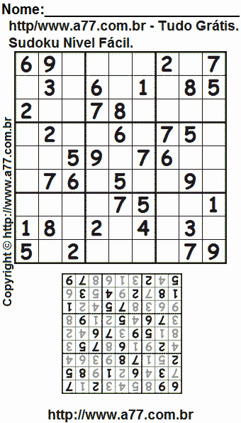 Jogo Sudoku Para Imprimir Com Resposta