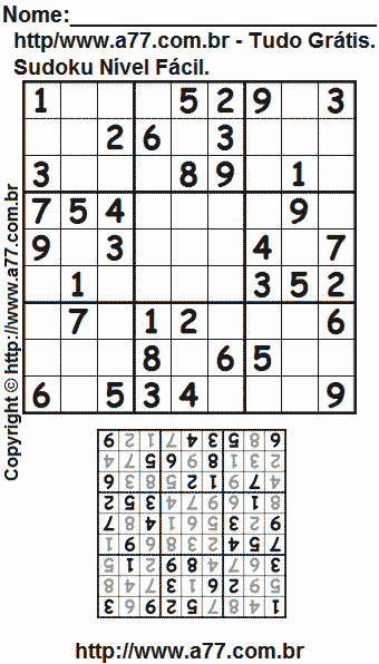 Sudoku Para Impressão Nível Fácil