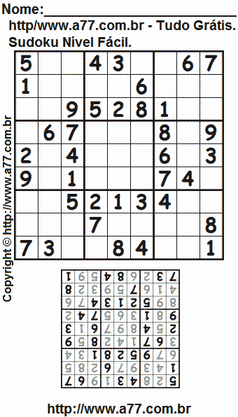 Sudoku Grátis Para Impressão Nível Fácil