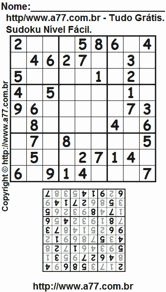 Jogo Fácil de Sudoku Para Impressão