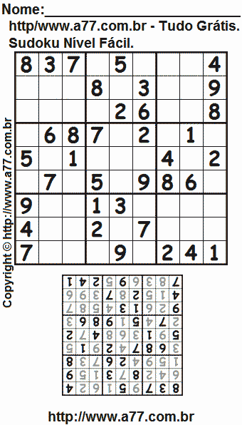 Sudoku Para Imprimir Com Respostas