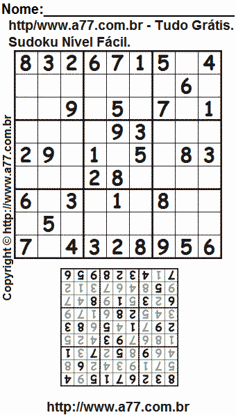 Sudoku Para Impressão Nível Fácil